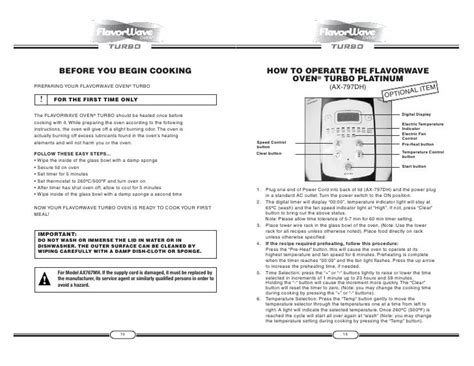 flavorwave oven turbo instruction manual pdf PDF