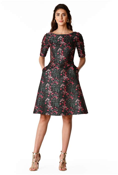 floral jacquard dress