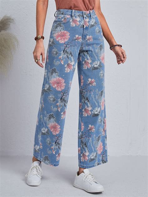 floral jeans