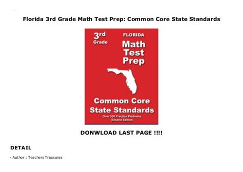 florida 3rd grade math test prep common core state standards PDF