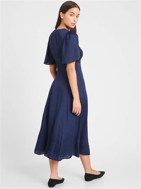 flutter sleeve midi dress