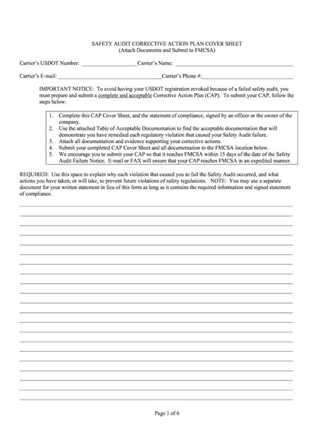 fmcsa corrective action plan template Kindle Editon