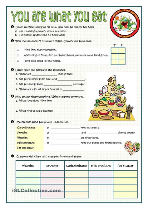 food for today homework activities answer key PDF