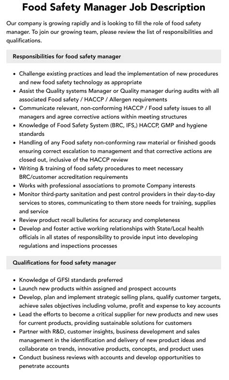 food safety manager jobs in singapore