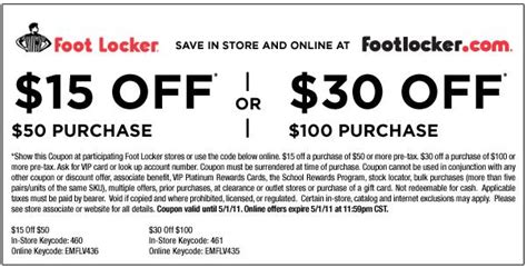 Foot Locker Coupons In Store 2016