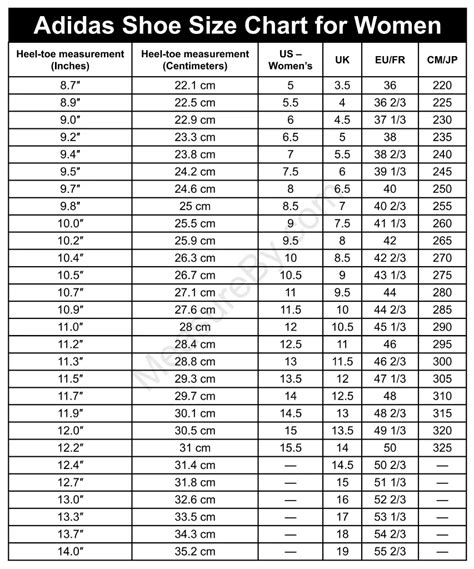 Foot Size Chart Adidas