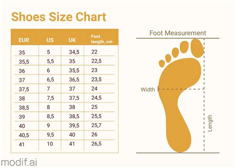 Footwear Size Measuring Chart