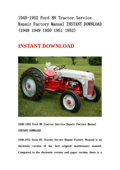 ford 8n tractor service manual Ebook PDF