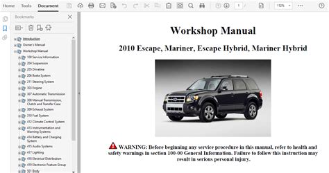 ford escape repair manuals 2010 2 5 Epub