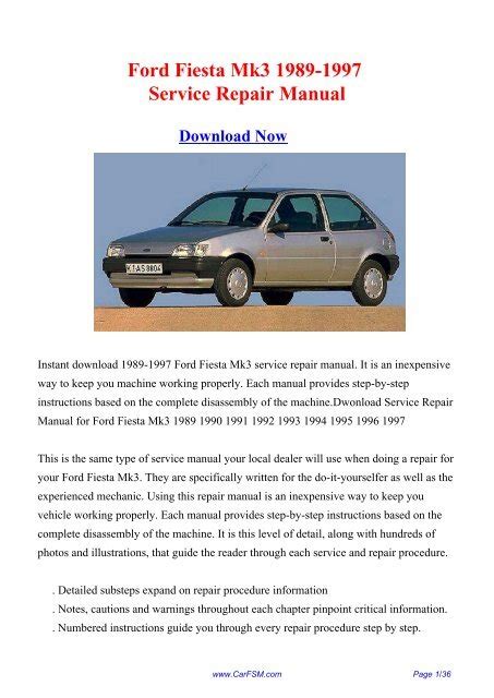ford fiesta mk3 technical manual Epub