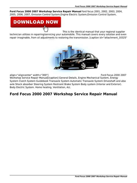 ford focus 2000 2007 workshop manual PDF