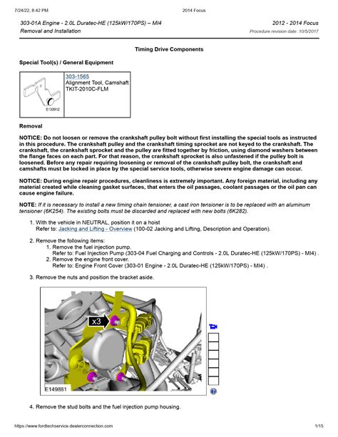 ford workshop manual section 303 01 PDF