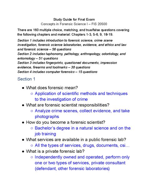 forensic science final exam study guide Kindle Editon