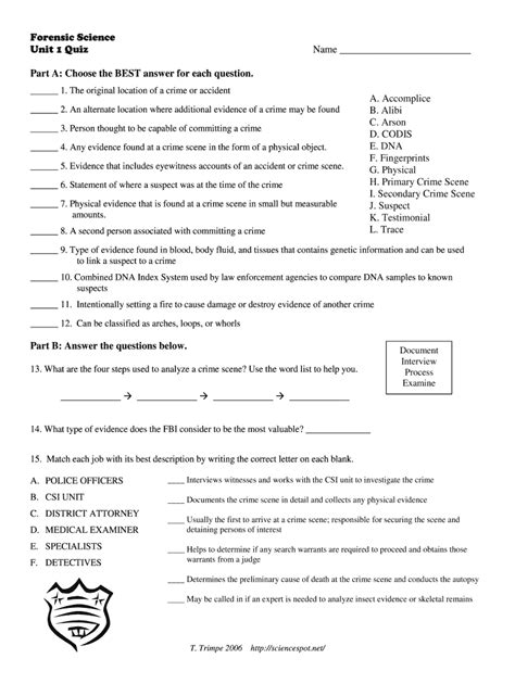 forensics for high school checkpoint answers Doc