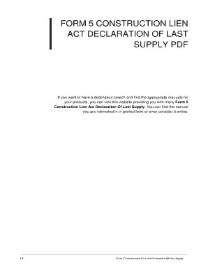 form 5 construction lien act declaration of last supply Kindle Editon