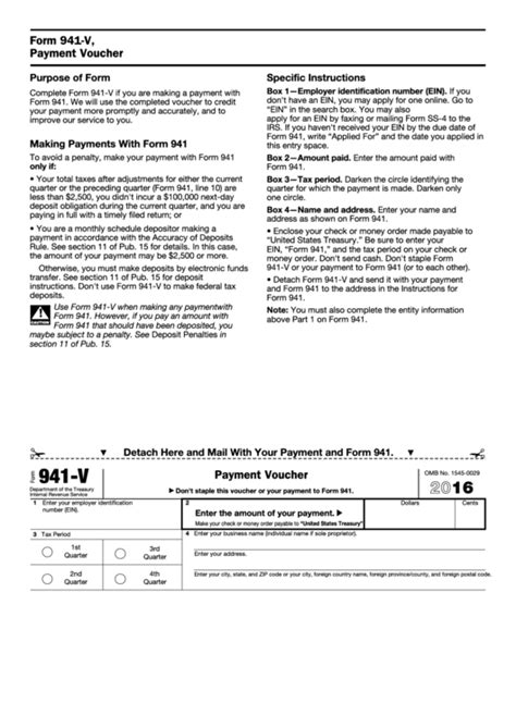 form 941 v instructions