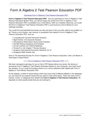 form a algebra 2 test pearson education PDF