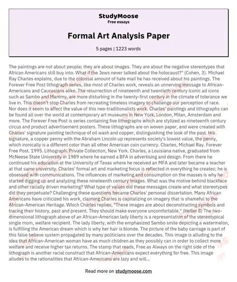formal analysis art paper example Epub