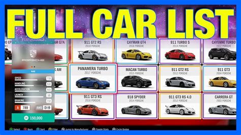 forza horizon 4 car list