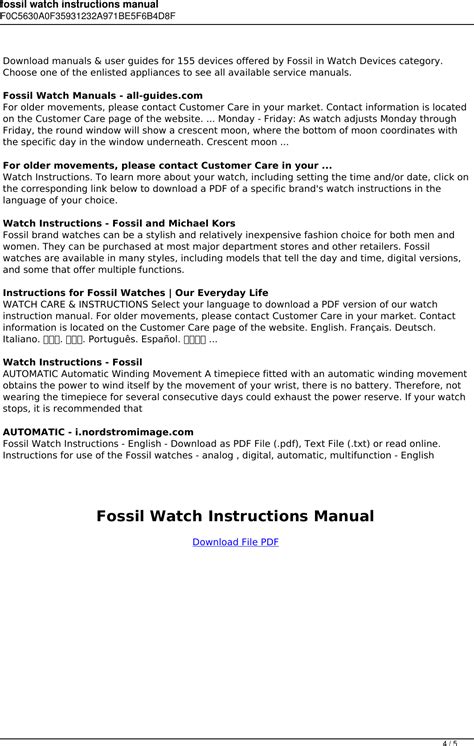 fossil watch user manual PDF