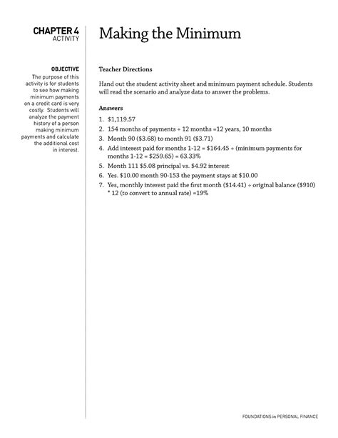 foundations in personal finance chapter 4 making the minimum Kindle Editon