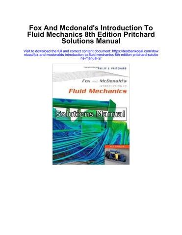 fox and mcdonalds introduction to fluid mechanics 8th edition solution manual download Doc