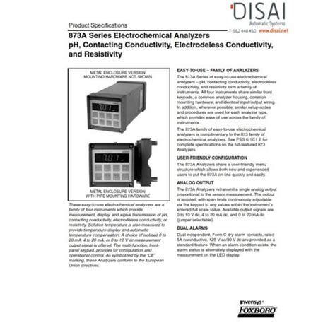 foxboro 873 conductivity analyzer manual Doc