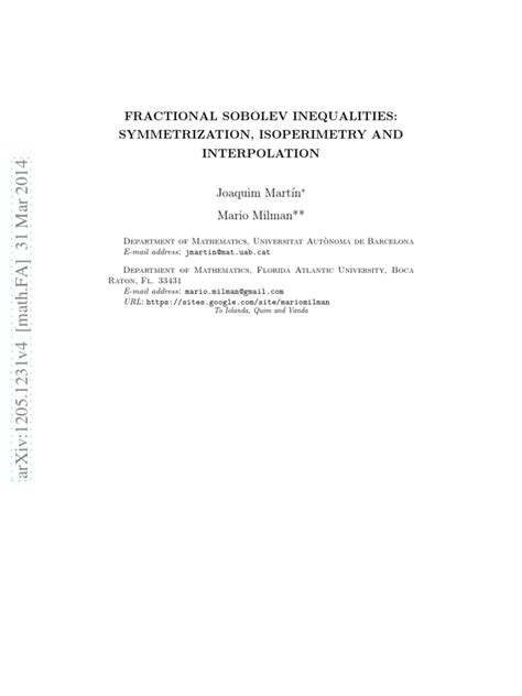 fractional sobolev inequalities symmetrization interpolation Doc