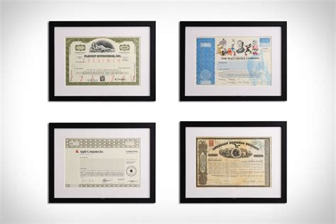 framed vintage stock certificates