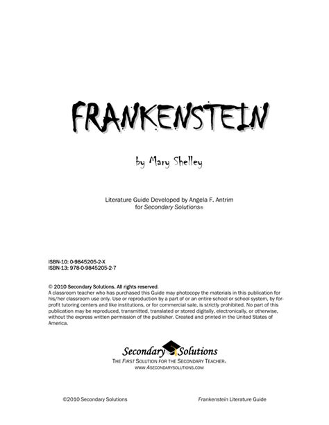 frankenstein literature guide secondary solutions answers Ebook PDF