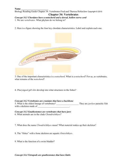 fred and theresa holtzclaw chapter 34 vertebrates answers Ebook PDF