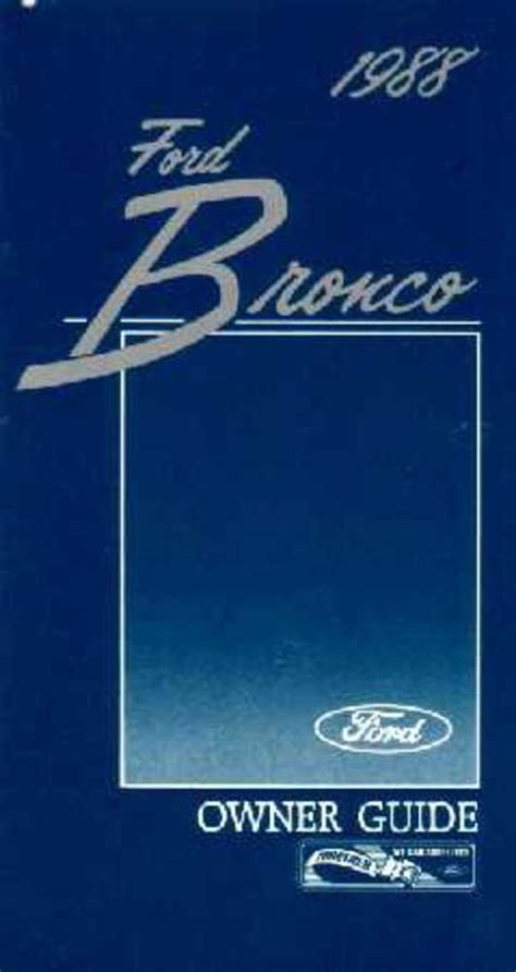 free 1988 ford bronco owners manual download Doc
