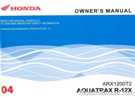 free 2004 honda aquatrax r12 repair manual Epub