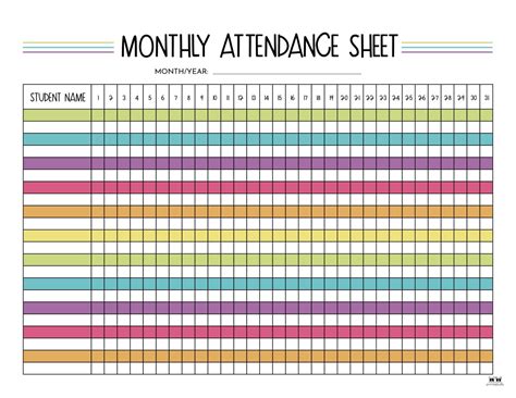 Free Attendance Sheet Printable