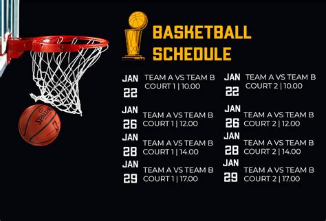 Free Basketball Schedule Template