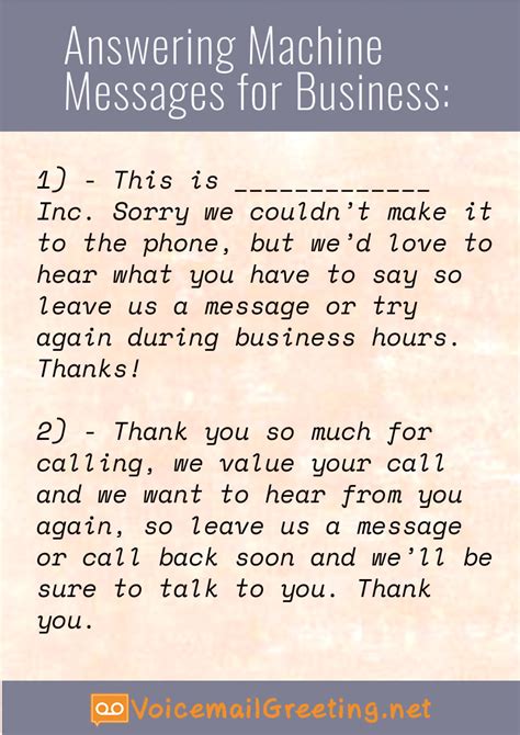 free business answering machine messages Doc