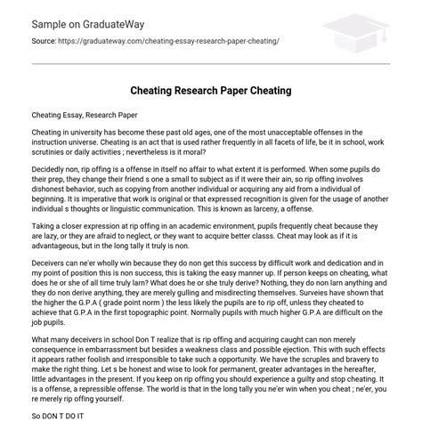 free cheating essay paper Kindle Editon