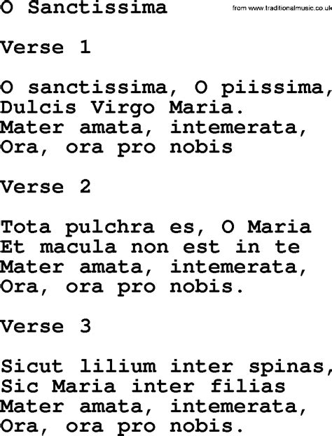 free chords and lyrics for o sanctissima by libera Doc