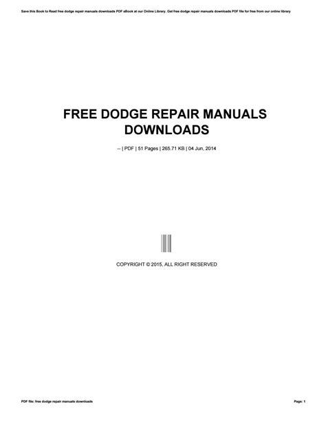 free dodge repair manuals downloads Doc