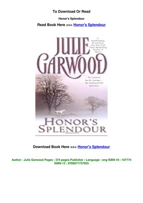 free download honor s splendour book pdf Doc