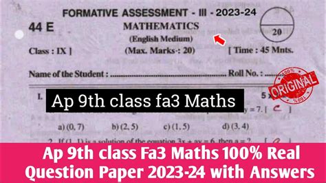 free download math fa3 9th class solved question papers Kindle Editon