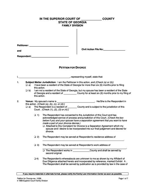 free downloadable divorce papers PDF