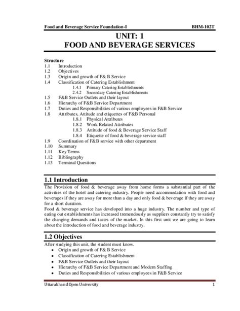 free food and beverage service ptu notes Epub