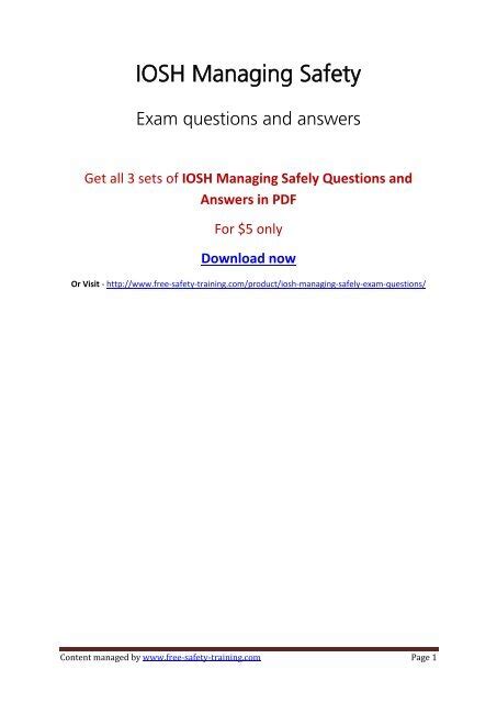 free iosh managing safely exam questions answers Ebook Doc