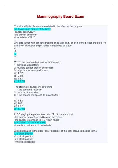 free mammography boards practice test Kindle Editon