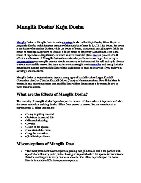 free manglik dosha report pdf Doc