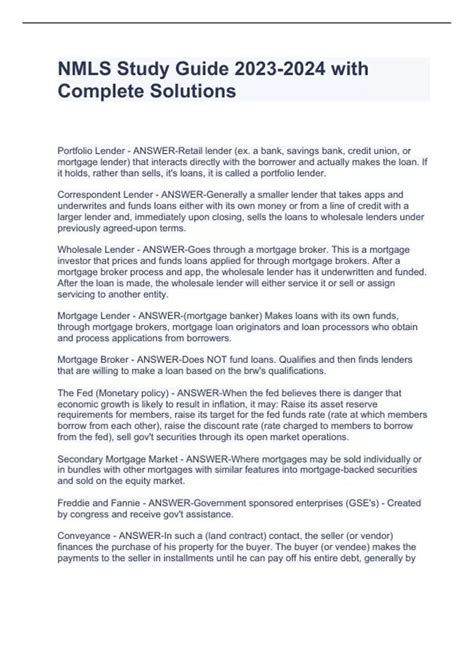 free nmls study guide Doc