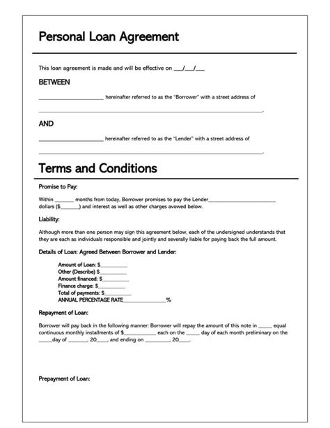 Free Personal Loan Document Template