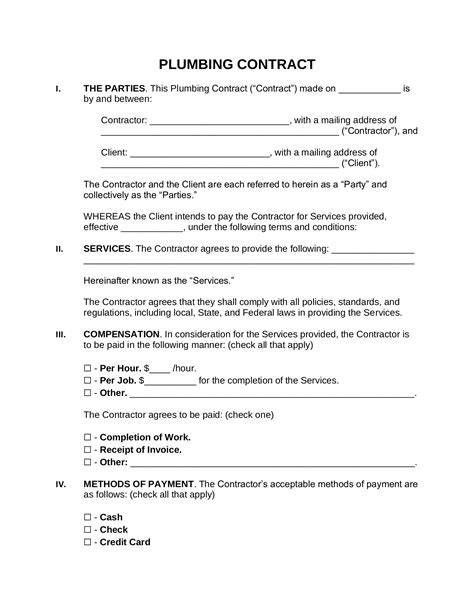 Free Plumbing Contract Template