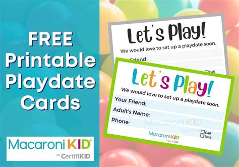 Free Printable Play Date Cards